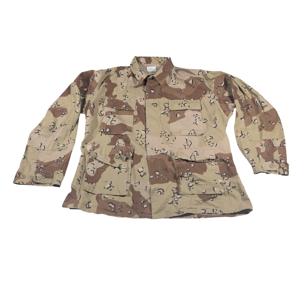 Vintage US Military Combat Coat Mens Large Long Tan 6-Color Desert Camo